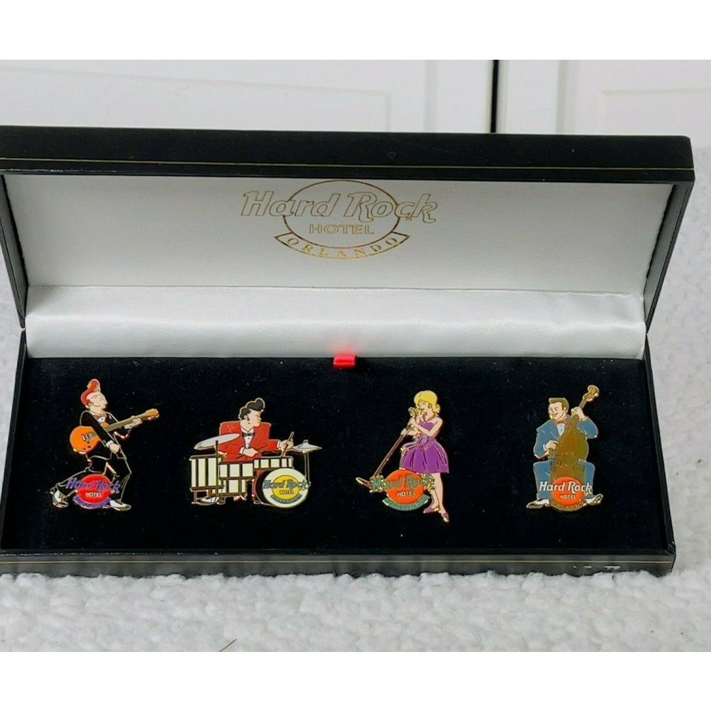 Hard Rock Hotel Orlando 4 Pin Set Pins Guitar Bass Drummer Singer